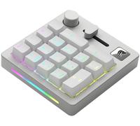 Glorious Gaming GMMK Macro Numpad - Con cable o inalámbrico Bluetooth, aluminio, personalizable, regulador y rueda programables, RGB por tecla, switches lineales, 18 keycaps dobles ABS - Blanco