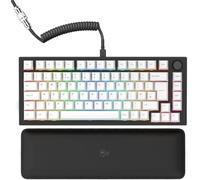 Glorious Gaming GMMK PRO 75% - Teclado gaming mecánico modular, TKL, carcasa de 1,5 kg, personalizable, cable espiral, reposamuñecas, keycaps blancas, RGB, distribuciones QWERTY inglés - Negro