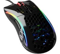 Glorious Gaming Model D- (Pequeño) Ratón gaming con cable - 61 g superligero, diseño colmena, RGB, ergonómico, sensor Pixart 3360, switches de Omron, deslizadores de PTFE, 6 botones - Negro brillante