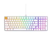 Glorious Gaming - Teclado blanco - Interruptores mecánicos intercambiables en caliente - Teclado con cable de tamaño completo - Perfil bajo - Estilo Cherry Mx - Teclas de doble disparo e interruptores lineales - Accesorios de configuración para juegos de PC
