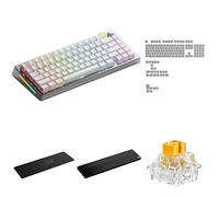 GLORIOUS GMMK 3 Pro 75% HE Plata Inalámbrico (US) + Teclas Polychroma RGB Translúcidas + 36 Switches Panda HE + Reposamuñecas Madera TKL + Alfombrilla Fonoabsorbente de Teclado