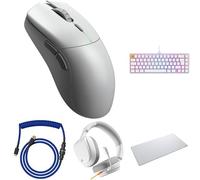 GLORIOUS Set Competitivo Blanco: Ratón Series 2 Pro 8K + Teclado GMMK 2 65% (ES) + Alfombrilla XXL Antimanchas + Auriculares GHS Eternal + Cable Espiral Premium Color Cobalt