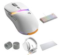 GLORIOUS Set Gaming Blanco: Ratón Model D3 Inalámbrico + Teclado GMMK 3 75% HE (US) + Auriculares GHS Eternal + Alfombrilla XXL Blanca + Rueda Giratoria Ice White para GMMK Pro
