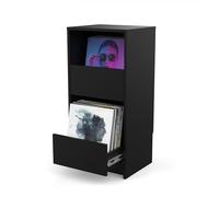 Glorious Vinyl Vault - Armario para Discos de Vinilo con cajones de Cierre Suave para LPs de 12 Pulgadas, Capacidad para 160 álbumes, diseño Modular, Color Negro