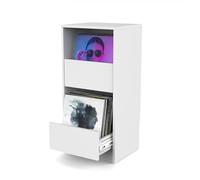 Glorious Vinyl Vault White - Armario para Discos de Vinilo con cajones de Cierre Suave para 12" LPs de 12 Pulgadas, Capacidad para 160 álbumes, diseño Modular, Color Blanco