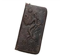 Glorixen Cartera vintage de cuero vacuno para hombre, diseño en relieve con organizador de múltiples bolsillos, Café, Vintage