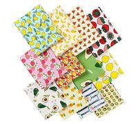 Glorlliant 12 piezas de tela de algodón multicolor con patrón de frutas, paquetes de cuartos de grasa para manualidades, proyectos de costura