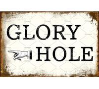 Glory Hole - Letrero de hojalata divertido para sala de juegos, decoración de pared para cafetería, bar, pub, hogar, café, cerveza, garaje, cocina, baño, puerta, jardín, cueva de hombre, placa de met