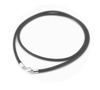 Glory Qin - Cadena de cuerda trenzada de seda negra chapada en plata de ley 925 con cierre de cordón