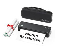 Gloryang Impresora portátil inalámbrica de 300 DPI para viajes, sin tinta, pequeñas impresoras Bluetooth para uso doméstico, compatible con teléfono móvil y laptop, compatible con papel de impresora