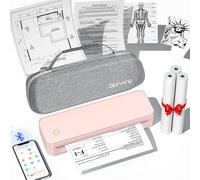 Gloryang Impresora portátil sin tinta para viaje, impresora térmica inalámbrica, admite 21,6 x 27,9 cm, formato carta americana, máquina Bluetooth con estuche de transporte y 3 rollos de
