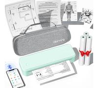 Gloryang Impresora portátil sin tinta para viajes, impresora térmica inalámbrica soporta papel térmico de 8.5 x 11 pulgadas, máquina Bluetooth incluye funda de transporte y kit de 3 rollos de papel
