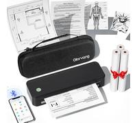 Gloryang Inkless Portable Printer for Travel, Wireless Thermal Printer Supports 8.5 x 11 Inch US Letter Size, Bluetooth Printer Includes Carry Case and 3 Rolls of Thermal Paper Kit, Black