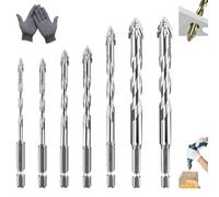 Gloryboom Drill Bit, Gloryboom New Four-Flute Sawtooth Eccentric Drill Bit, Multifunctional Wear-Resistant Masonry Drills Bits Tap, for Metal, Stone, Concrete (Silver)