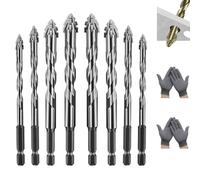 Gloryboom Drill Bit, Gloryboom New Four-Flute Sawtooth Eccentric Drill Bits, Multifunctional Wear-Resistant Masonry Drills Bit Tap, for Metal, Stone (2 Sets)