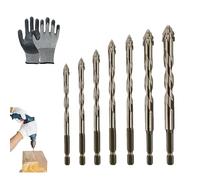 Gloryboom Drill Bit, New Four-Flute Sawtooth Eccentric Drill Bit Set, Multifunctional Wear-Resistant Masonry Tap, Multipack Household Tool, for Metal, Stone, Concrete (3/4/5/6/8/10/12)