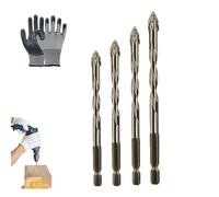 Gloryboom Drill Bit, New Four-Flute Sawtooth Eccentric Drill Bit Set, Multifunctional Wear-Resistant Masonry Tap, Multipack Household Tool, for Metal, Stone, Concrete (6/8/10/12)