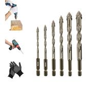 Gloryboom Drill Bit Set, Gloryboom New Four-Flute Sawtooth Eccentric Drill Bits, Multifunctional Wear-Resistant Masonry Drills Bit Tap,for Metal, Stone, Concrete (4/5/6/8/10/12)