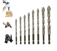 Gloryboom Drill Bit Set, Gloryboom New Four-Flute Sawtooth Eccentric Drill Bits, Multifunctional Wear-Resistant Masonry Drills Bit Tap,for Metal, Stone, Concrete (3/4/5/6/7/8/10/12)