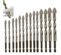 Gloryboom New Four-Flute Sawtooth Eccentric Drill Bit Set, Gloryboom Drill Bit Set, Four Blade Serrated Eccentric Drill Bits, for Stone Glass Concrete Wood Brick Metal(3/4/5/6/8/10/12) (2 Set)