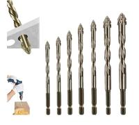 Gloryboom New Four-Flute Sawtooth Eccentric Drill Bit Set, Gloryboom Drill Bit Set, Four Blade Serrated Eccentric Drill Bits, for Stone Glass Concrete Wood Brick Metal(3/4/5/6/8/10/12) (1 Set)