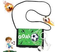 Gloryit Billeteras para Niños,Monedero Infantil Carteras con Motivo de Fútbol,Cartera para niños,Mini Cartera con Cierre de Velcro/Triple Plegado,Monedero para niños,Llavero de fútbol para niños