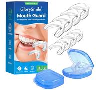 GlorySmile - Protector bucal para rechinar y rechinar de dientes por la noche, protector bucal moldeable individualmente para la noche, antiabrasivos en 2 tamaños, 8 unidades con dos estuches de viaje