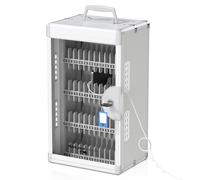 Glosen - Armarios para teléfonos móviles (48 ranuras para aulas, con cerradura de llave, cajas de almacenamiento para teléfonos con fijación de pared con puertos de carga tipo C (plateado)