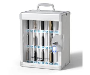 Glosen Caja de bloqueo para teléfono (plata, 24 ranuras, llave universal)