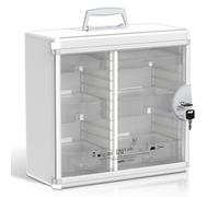 Glosen Organizador de botiquín con cerradura, caja de almacenamiento de medicamentos de baño, caja de almacenamiento de medicamentos portátil con llave, 15.63 x 6.5 x 15.43 pulgadas (blanco, grande)