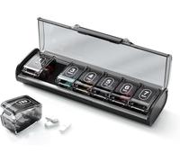 Glosen Pastillero Semanal 7 Días, Pastillero Grande con 7 Compartimentos Desmontables, Pastillero de Viaje, Pastilleros Semanales 1 toma, Pill Box para Vitaminas, Medicamentos y Suplementos (Negro)