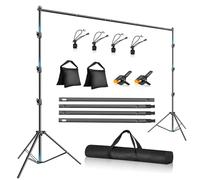 GLOSHOOTING Soporte de fondo resistente para estudio fotográfico de 12 x 10 pies, kit de soporte de fondo de fotografía ajustable con resorte a prueba de golpes, 2 bolsas de arena, bolsa de