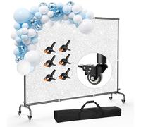 GLOSHOOTING Soporte de telón de fondo con ruedas de 10 x 7.5 pies, soporte de telón de fondo resistente, soporte de fondo ajustable para fotos, soporte de fondo para fiestas, fotografía, boda, estudio