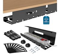 GLOSKIN Organizador Cables Escritorio de 2 Piezas, Sin Necesidad de Taladrar,Bandeja Cables Escritorio, Cable Management para Almacenamiento de Cables En La Oficina, El Hogar,El Lugar de Trabajo,Negro