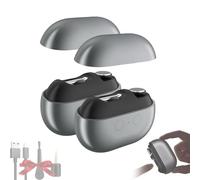 Glosrity EasyClip Smart Nail Clipper, Multi-Function Electric Nail Clippers and Polisher with LED Light & Storage Box, USB Rechargeable, Cut and Polish Nails in One Piece, for Adults(Grey,2PCS)