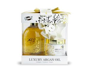 GLOSS ! Set de baño de argán - Set de regalo - Idea de regalo para mujer, cumpleaños, profesora, Navidad, San Valentín, Día de la Madre - Bienestar y relajación - DUO