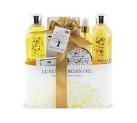 GLOSS! - Set de Baño per mujer - 6 piezas - Colección de aceite de Argán | Sali da Baño, Gel Ducha, Bruma per il Corpo, Exfoliante e Jabón | Compleanno