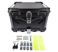 GLOSSY AUTO PARTS Universal 55L Motocicleta Top Case Equipaje Negro Cola Caja Portaequipajes Tronco Almacenamiento Impermeable