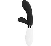 Lips Style Vibrador Jackson Rabbit clítoris 220 mm Profundidad 55 mm Negro brillante para mujeres