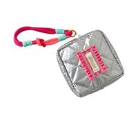 Glossy Silver Bowknot Decorated Hygiene Storage Bag Leakproof Portable Square Cosmetic Case for Daily Use and Trip Home Storage Fabric Organizers