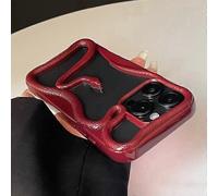 (Glossy Wine Red, Multicolor) For iPhone 16 Pro Max Bumper Case 3D Snake Hollow TPU Phone Cover - Electroplated Black