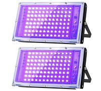 Glostars 100 W LED Luz Negra, Potente Foco UV, IP66, 395-400 nm Lámpara UV con Interruptor para Fiesta de Navidad, Luz Nocturna, Fiesta Brillante, al aire Libre (100W(dos paquetes))