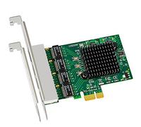 GLOTRENDS LE8204 Tarjeta de Red de 4 Puertos PCIe para PC de sobremesa, Puerto LAN RJ45 Gigabit Ethernet de 1000/100/10 Mbps, Interfaz PCIE X1, Soporte estándar y de Perfil bajo
