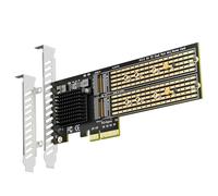 GLOTRENDS PA20 Dual Adaptador M.2 NVMe a PCIe 3.0 X4 con bifurcación PCIe. Configuración de Raid M.2 NVMe Suave Mediante Herramienta del SO (Compatible con tamaños 22110/2280).
