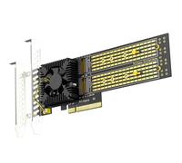 GLOTRENDS PA40 Quad Adaptador M.2 NVMe a PCIe 3.0 X8 con bifurcación PCIe. Configuración de Raid M.2 NVMe Suave Mediante Herramienta del SO(Compatible con tamaños 22110/2280).