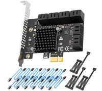 GLOTRENDS SA3112-C 12 Puertos PCIe X1 SATA Tarjeta de expansión con SATA y Cables de alimentación, Compatible con Windows, Linux, Mac OS, NAS