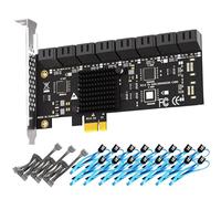 GLOTRENDS SA3116-C 16-Puerto PCIe X1 SATA Tarjeta de expansión con SATA y Cables de alimentación, Compatible con Windows, Linux, Mac OS, NAS