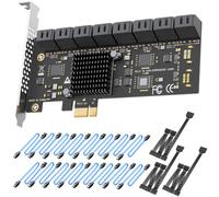GLOTRENDS SA3116-C 16 Puertos PCIe X1 SATA Tarjeta de expansión con SATA y Cables de alimentación, Compatible con Windows, Linux, Mac OS, NAS
