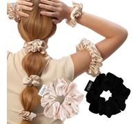 Glov Scrunchies de Satén-set de 2 en Colores Sparkling Wine y Negro Accesorios Elegantes y Cómodos para Coleta Peinado Bun Sin Marcas Evitar Deslizamiento Tendencia Mujer