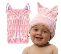 Glov Toalla para Niños Secado Cabello Turban Infantil Suave Material Absorbente Divertido Baño Piscina Experiencia Alegre Cabello Seco Niño Niña Accesorio Baño Hogar
